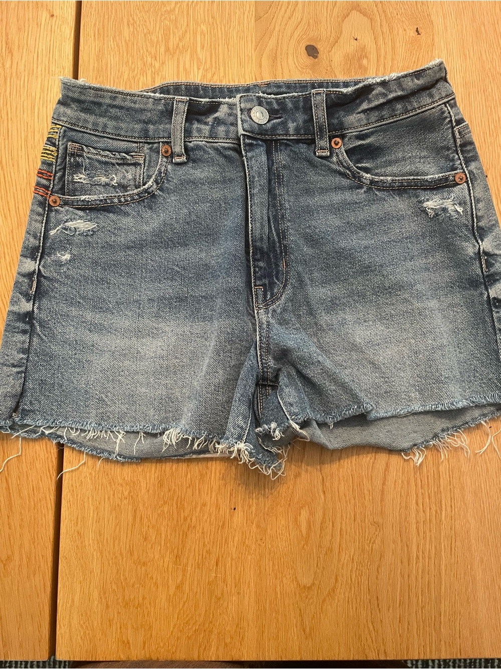 American Eagle Outfitters Distressed Light Blue Denim Shorts